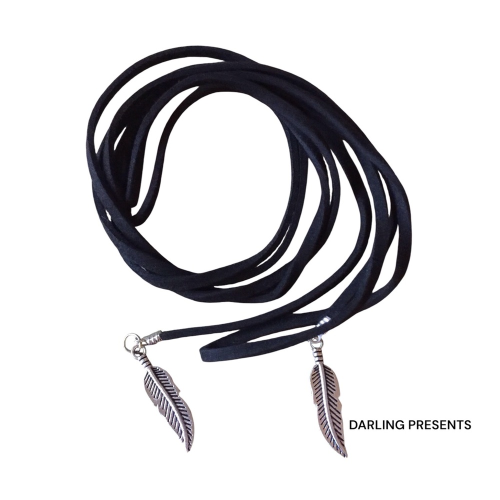 Leaf Wrap Choker Necklace Women Color Black & Silver